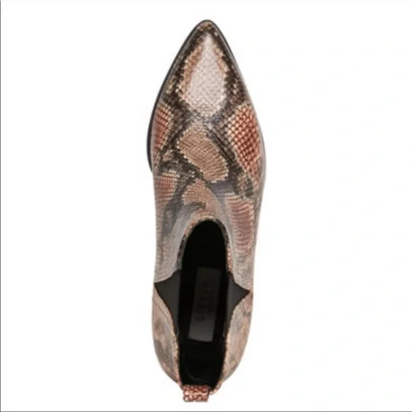 EUC Steven New York Radical V Side booties Pointed Toe Low Heel Snake Print 7.5 - Picture 3 of 12